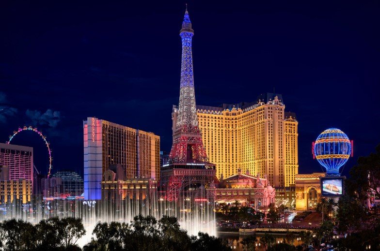 Las Vegas skyline at dusk