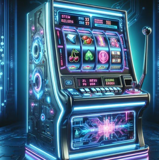 Slot machine with glowing reels