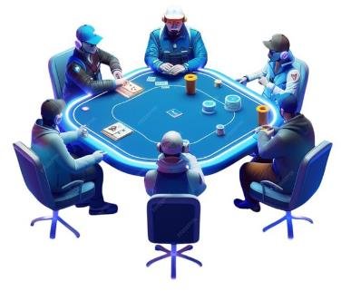 Charity poker event with players at a table