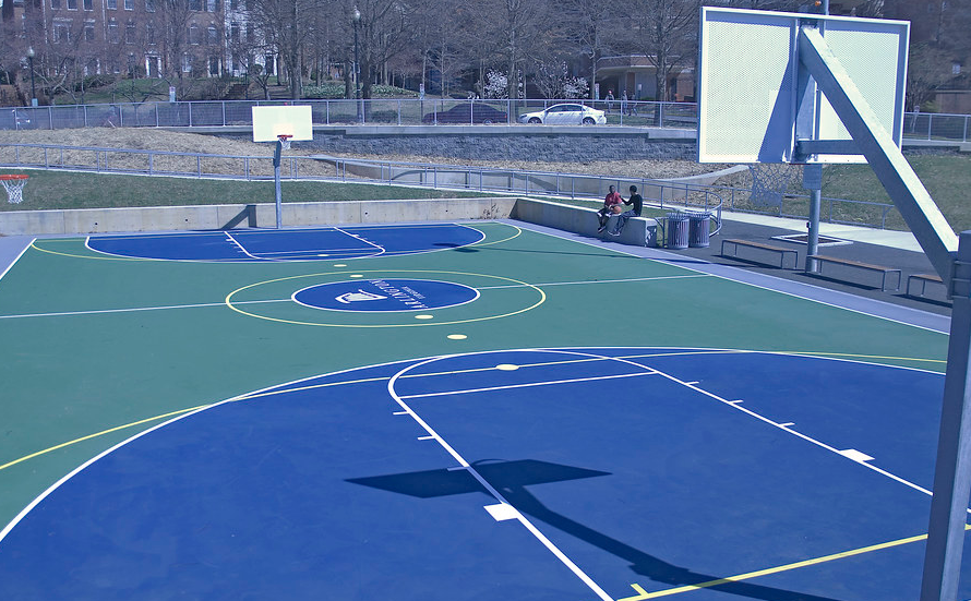 basketball court with shadows