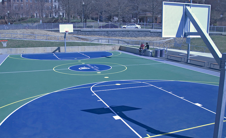basketball court with shadows