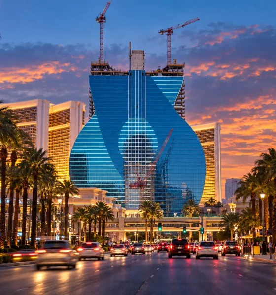 Hard Rock Las Vegas Guitar Hotel construction on former Mirage